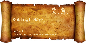 Kubinyi Márk névjegykártya